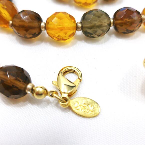Joan Rivers Long Beaded Necklace Amber Crystal Pendant Gold Tone 38” Vintage - Picture 5 of 10